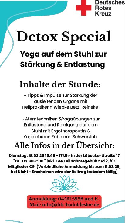 Einladungschreiben Detox Special Yoga auf dem Stuhl